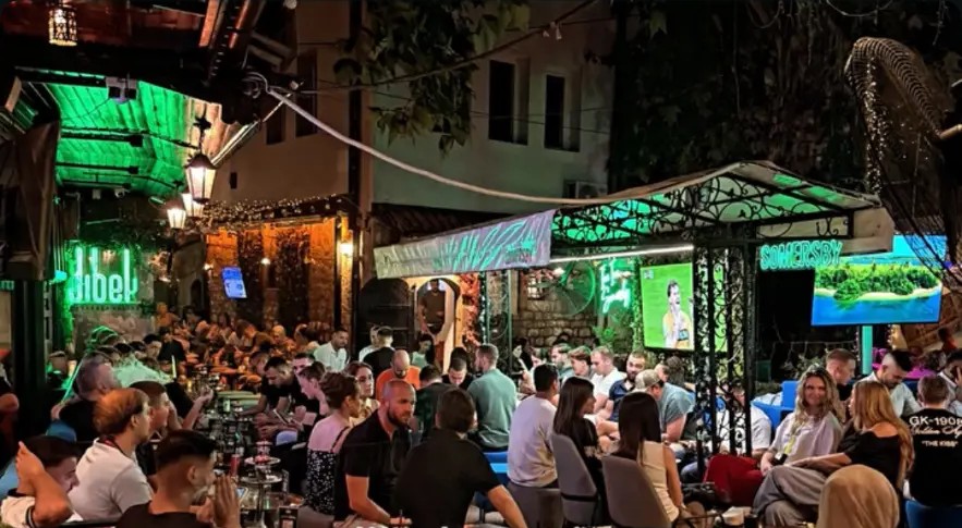 Match night on the big outdoor screen
